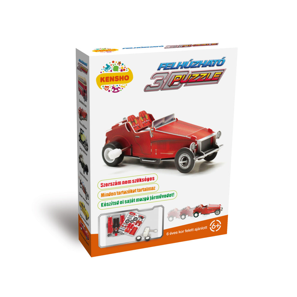 Felhúzható 3D Puzzle - Piros Oldtimer